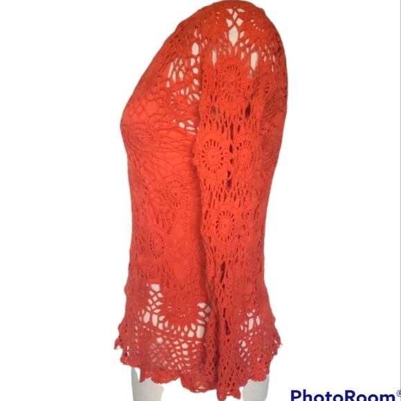 Joseph A Orange LS Crochet Top - S - Picture 9 of 14